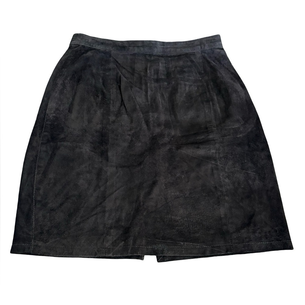 Global Identity Suede Leather G-III Black Mini Skirt Women’s Size 11/12
